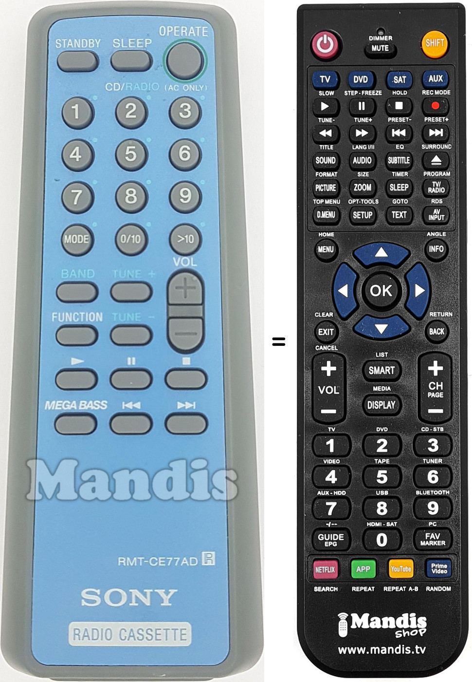 Replacement remote control RMT-CE77AD