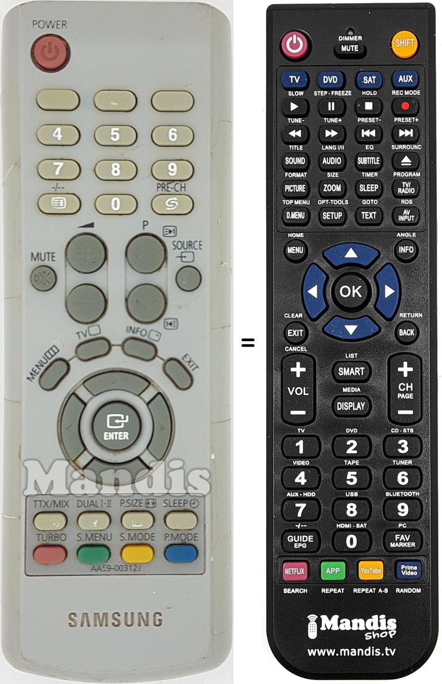 Replacement remote control Samsung AA59-00312J
