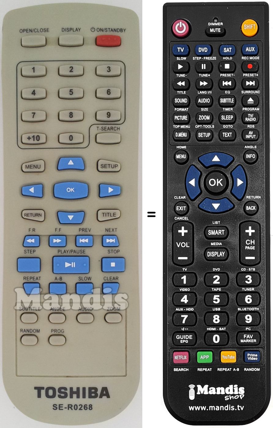 Replacement remote control Toshiba SE-R0268