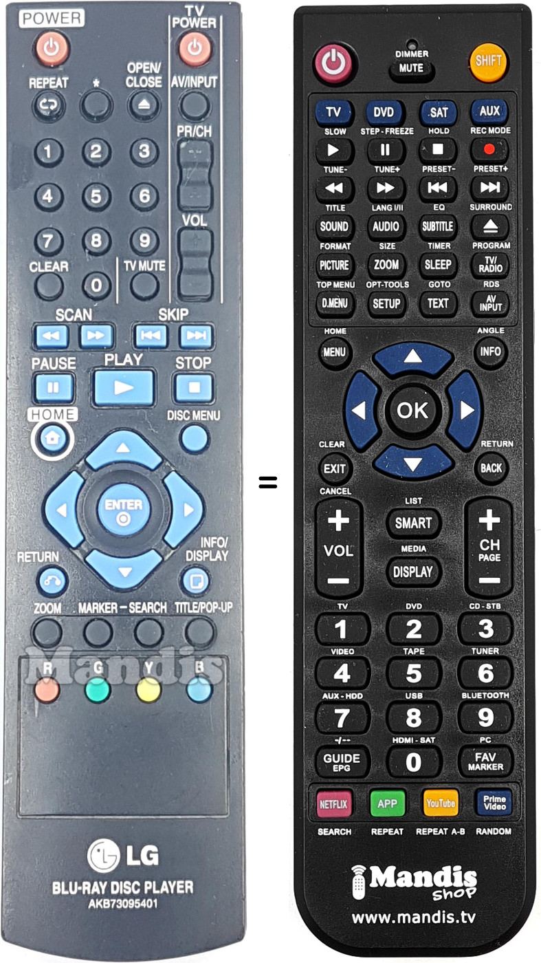 Replacement remote control LG AKB73095401