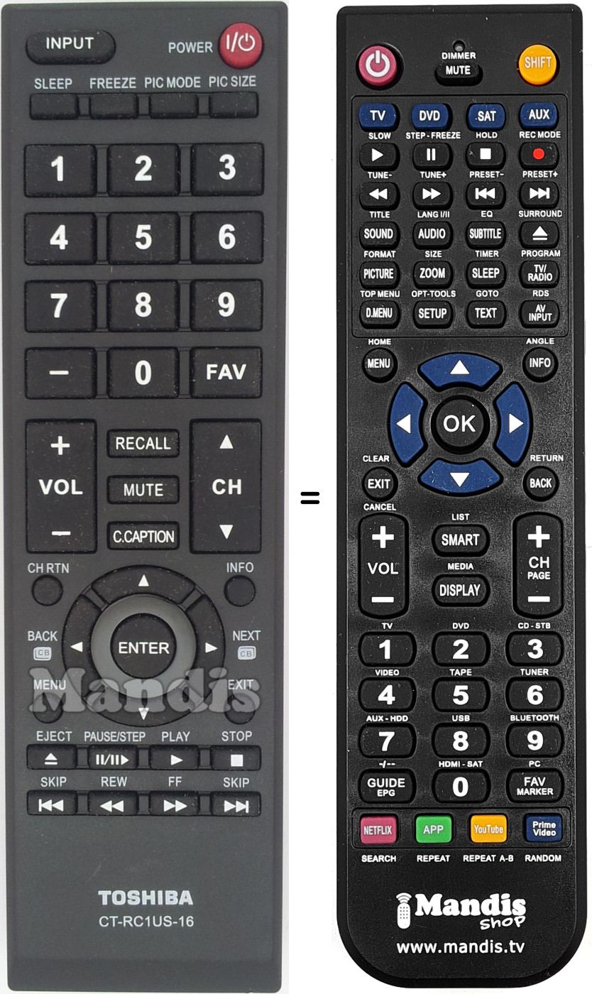 Replacement remote control CT-RC1US-16