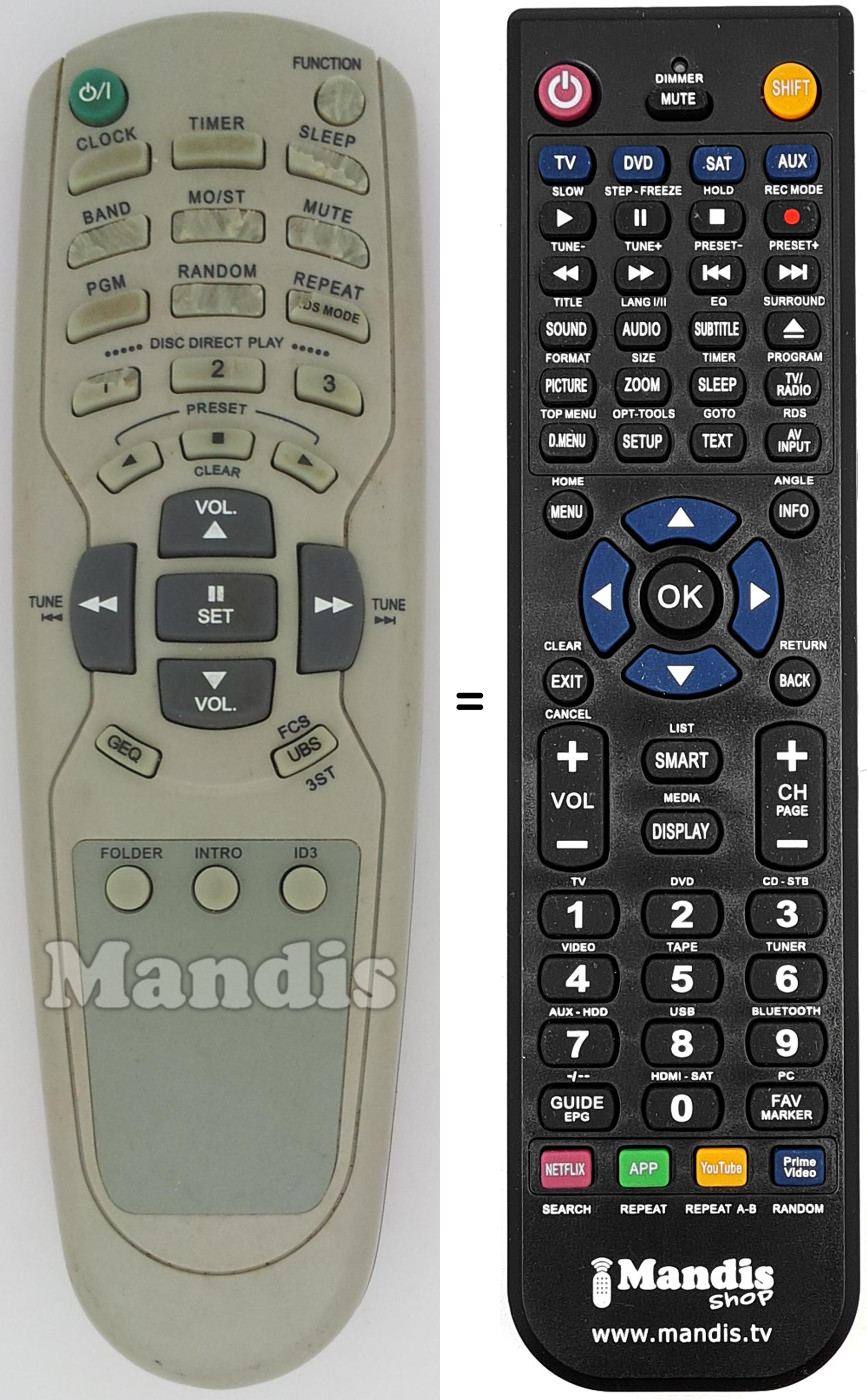 Replacement remote control DAE002