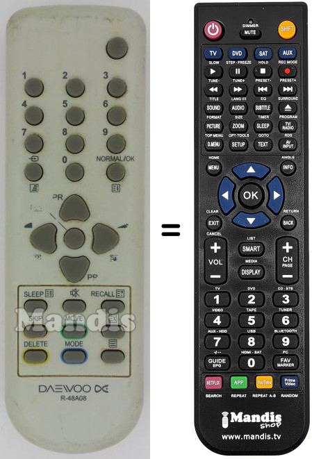 Replacement remote control Daewoo R-48A08