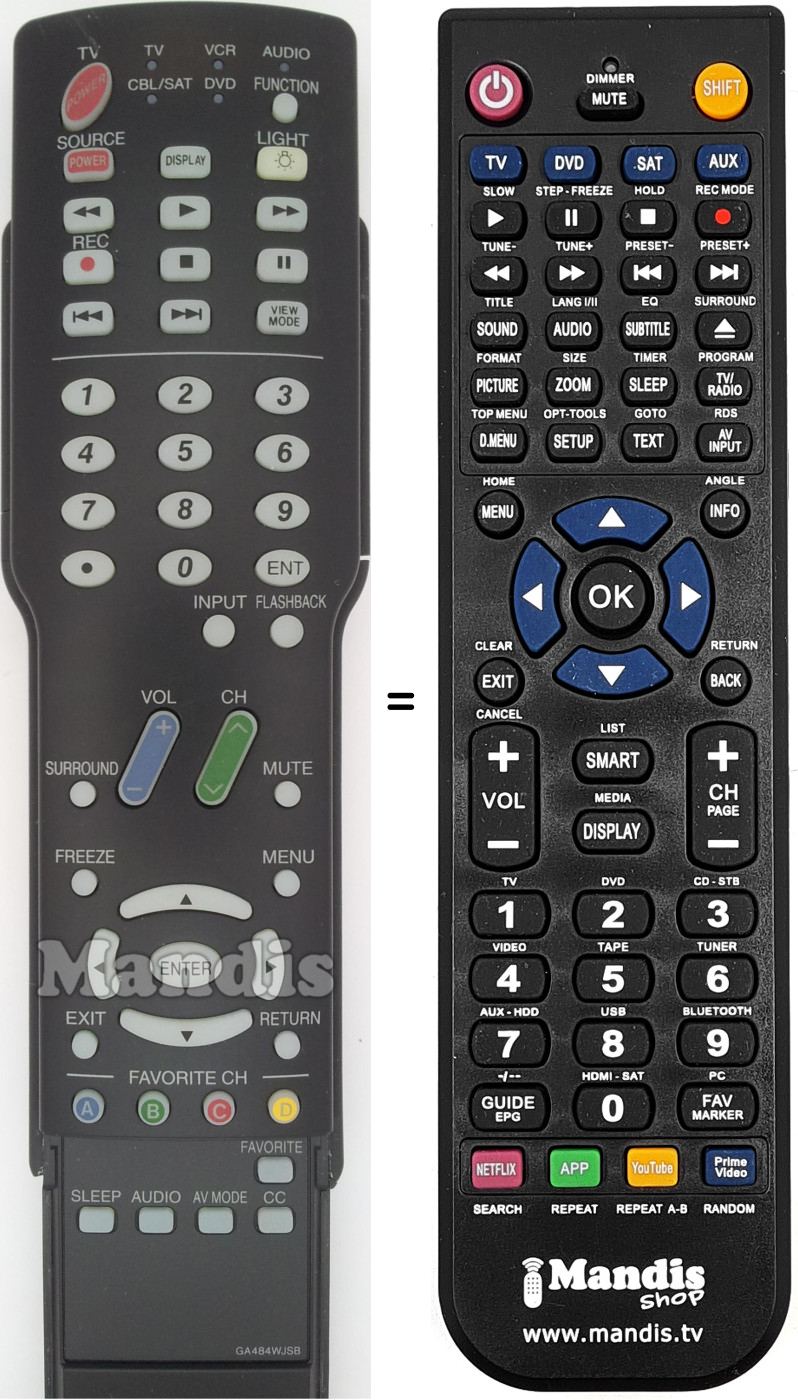 Replacement remote control GA484WJSB