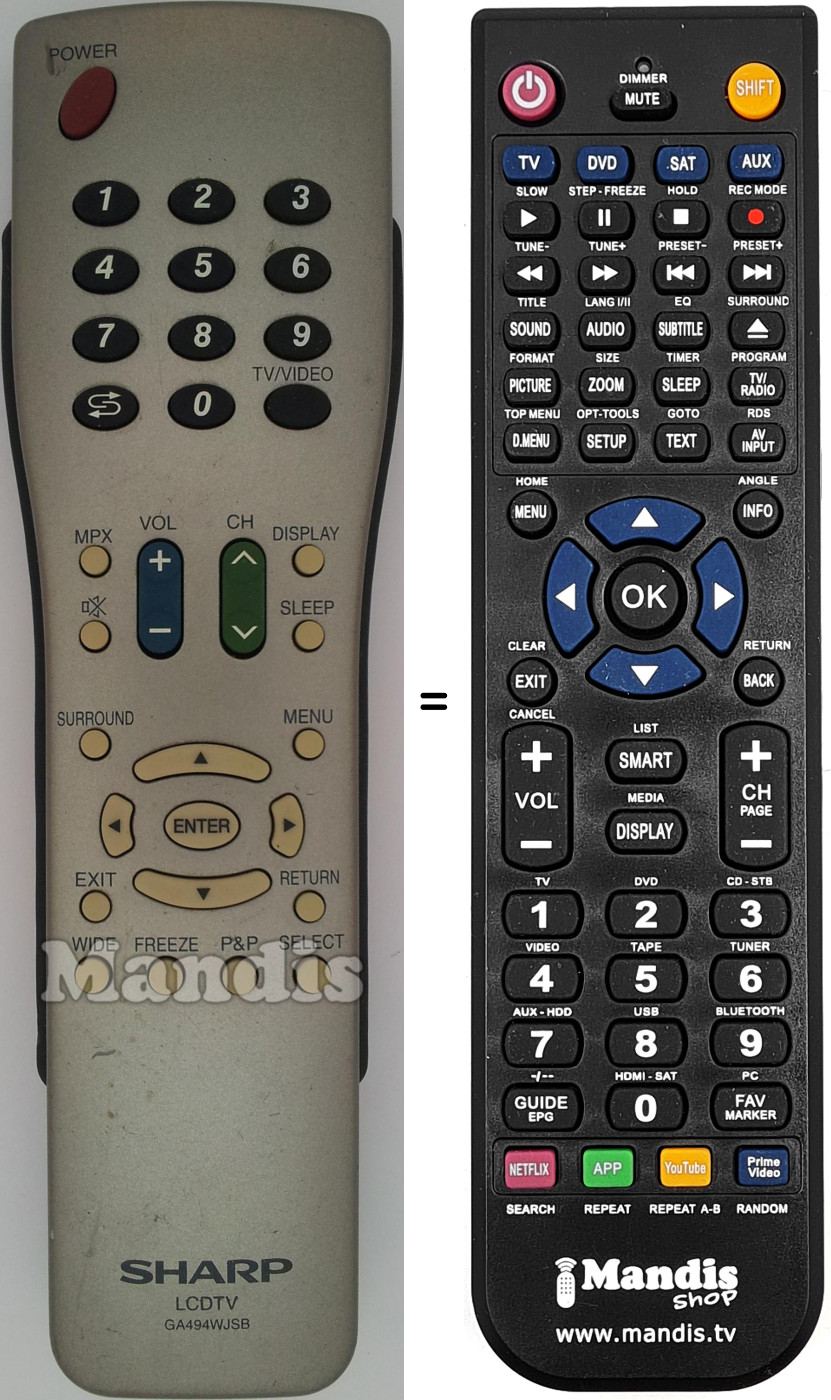 Replacement remote control GA494WJSB