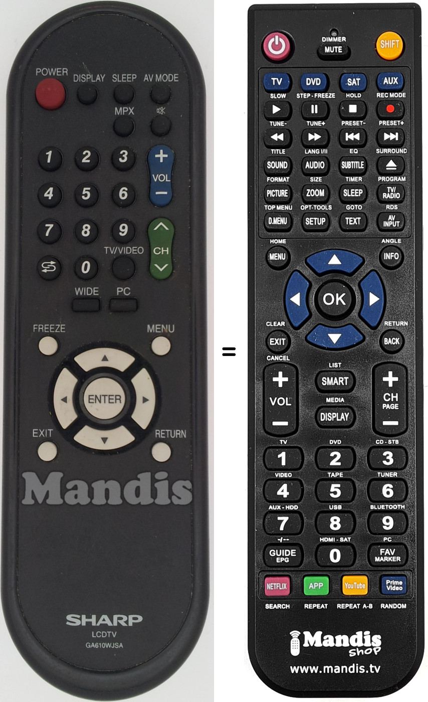 Replacement remote control GA610WJSA
