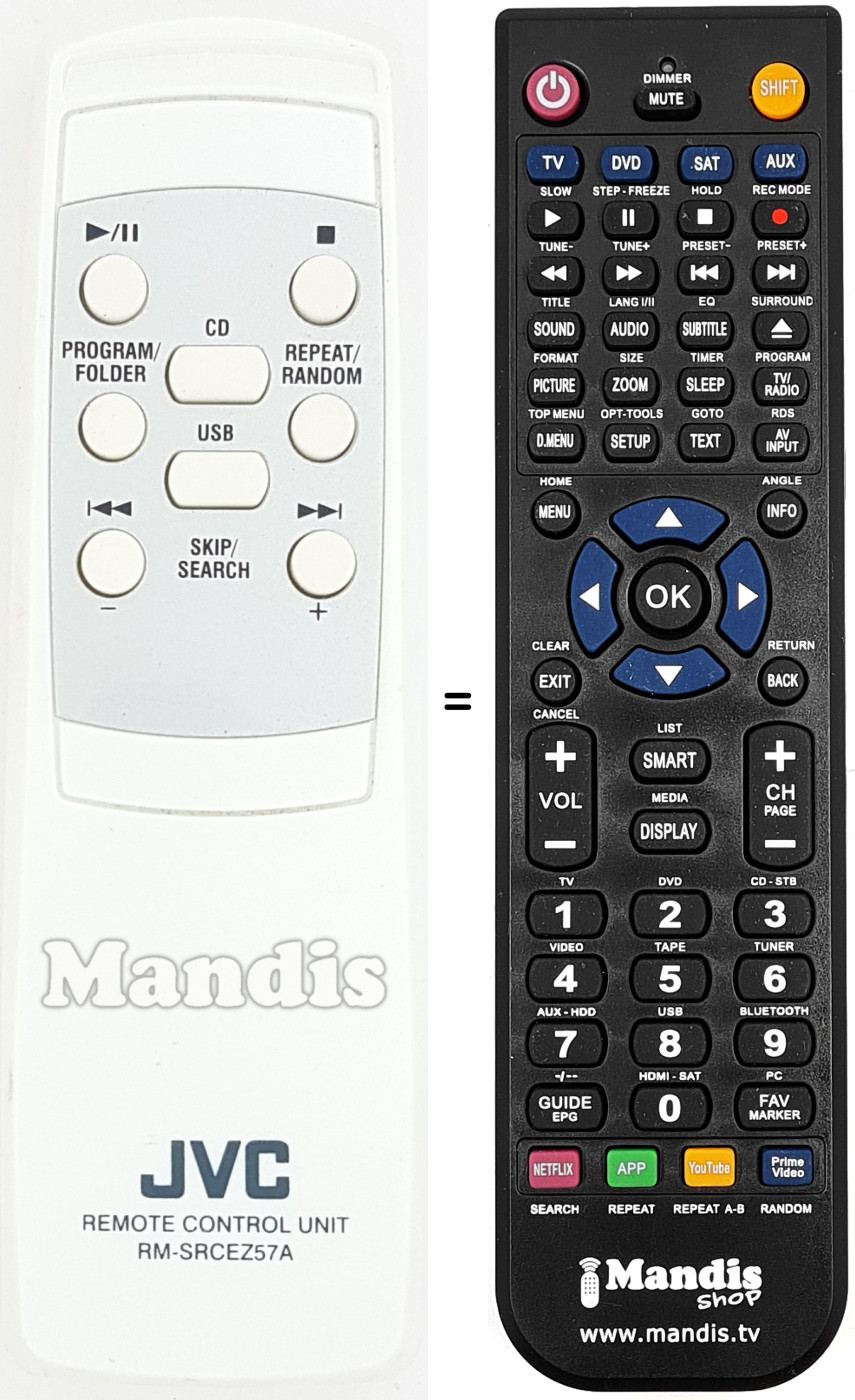 Replacement remote control JVC RM-SRCEZ57A