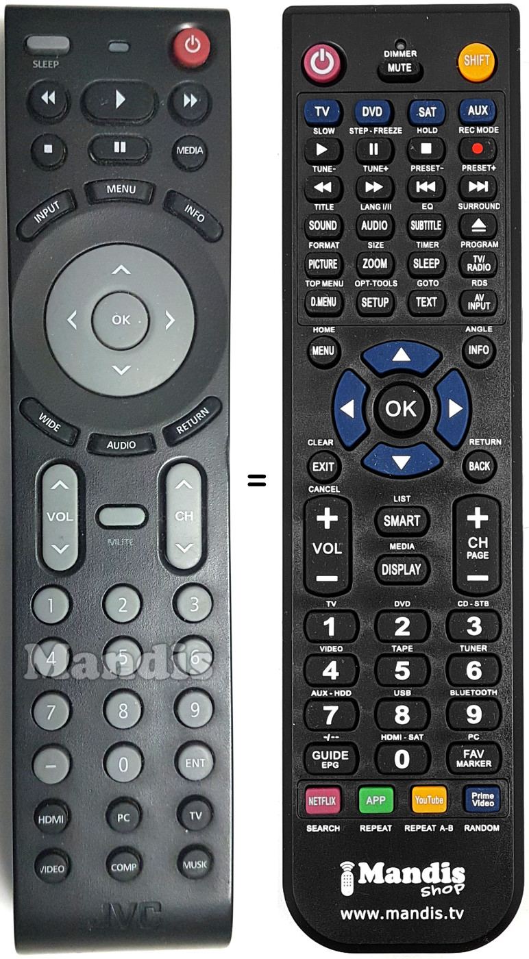 Replacement remote control JVC EM32T