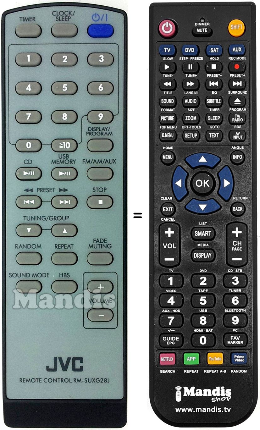 Replacement remote control JVC RM-SUXG28J