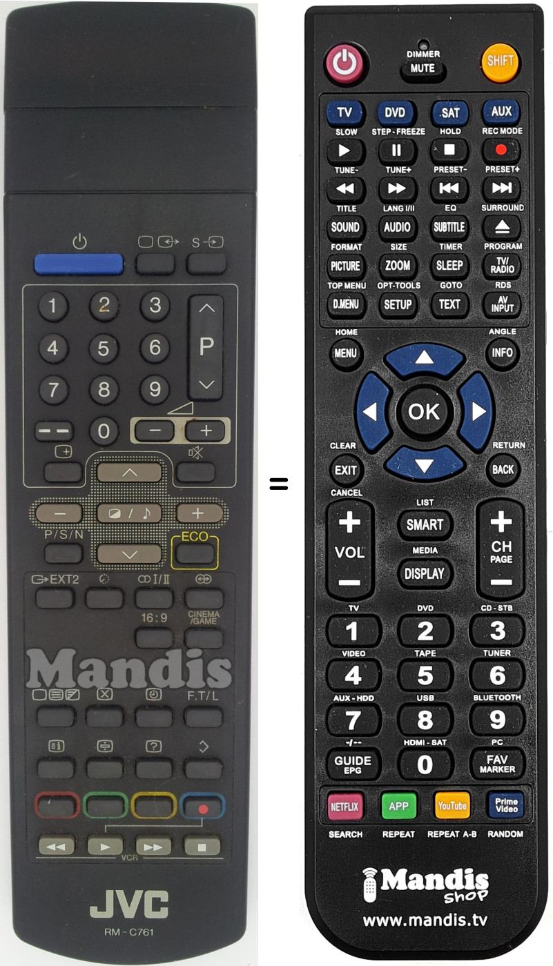 Replacement remote control JVC RM-C 761