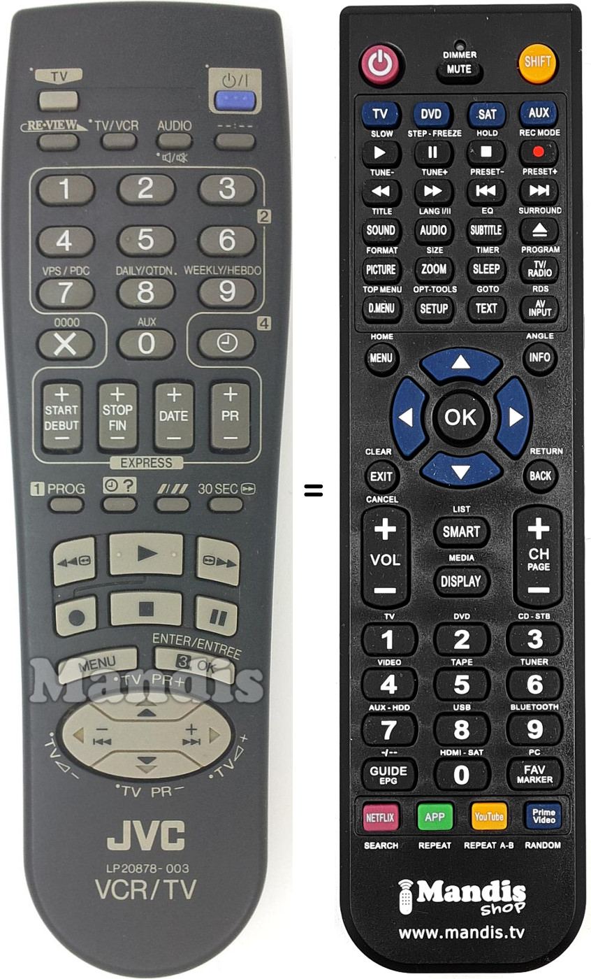 Replacement remote control JVC LP20878-003