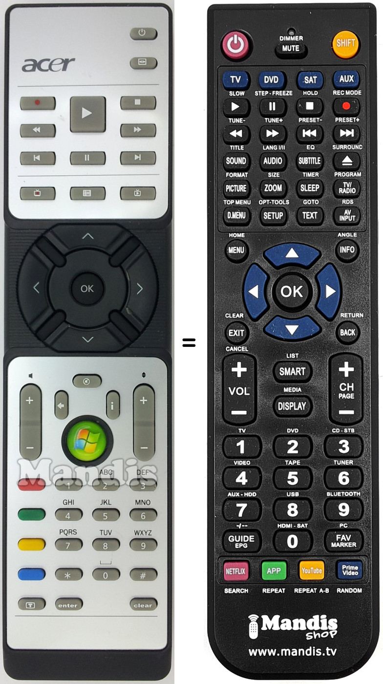 Replacement remote control Acer RC-803V