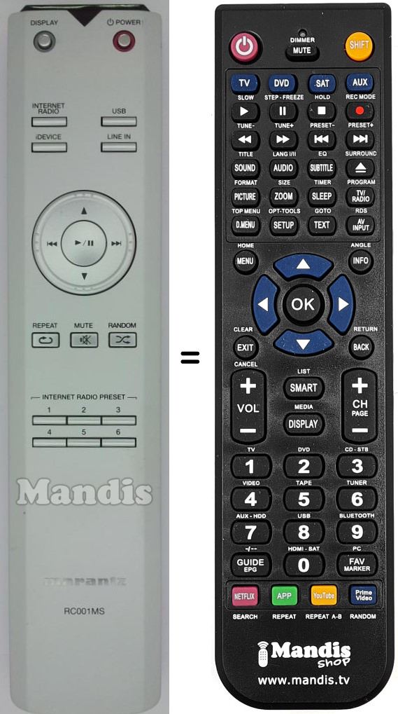Replacement remote control RC001MS