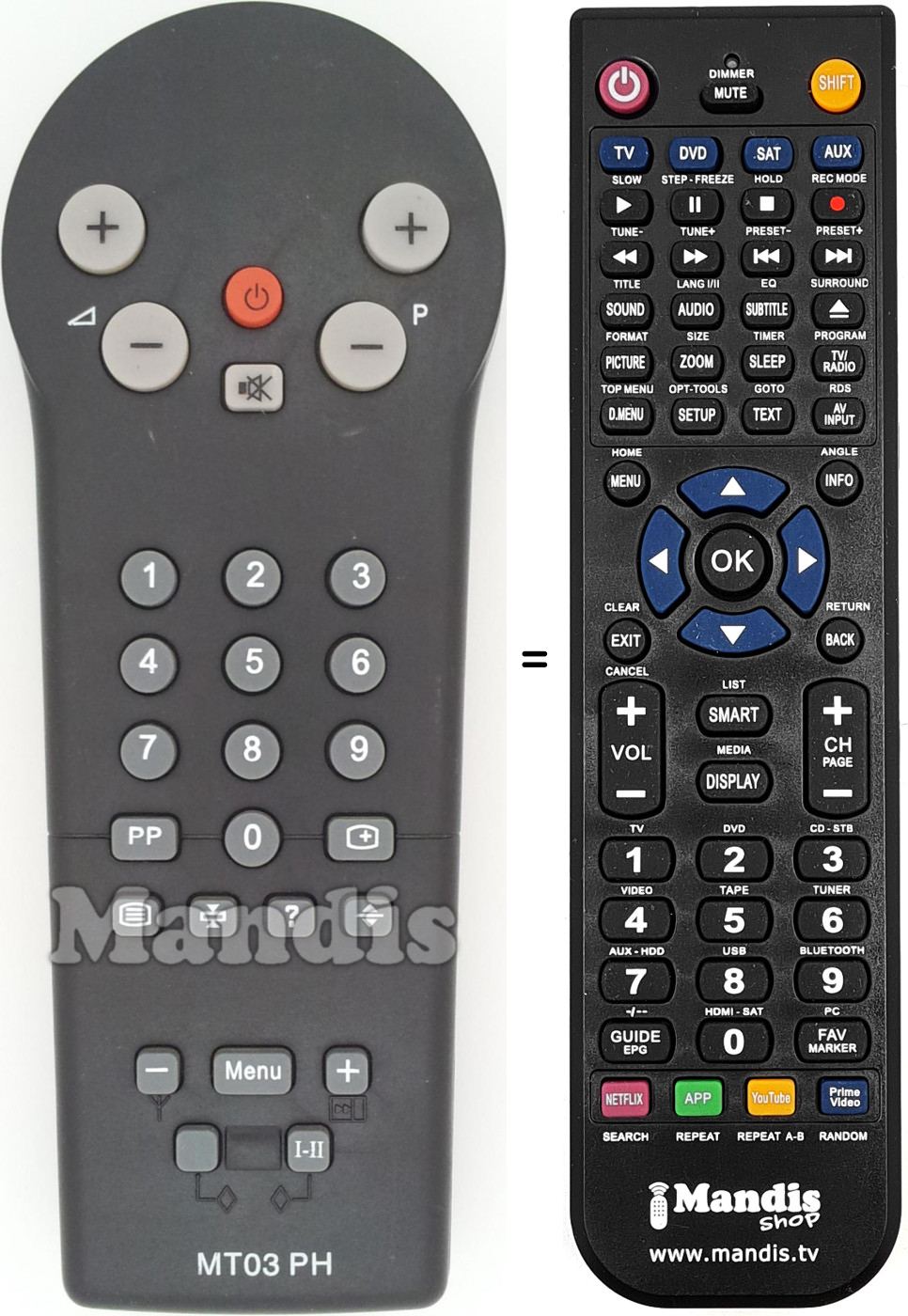 Replacement remote control MT03PH