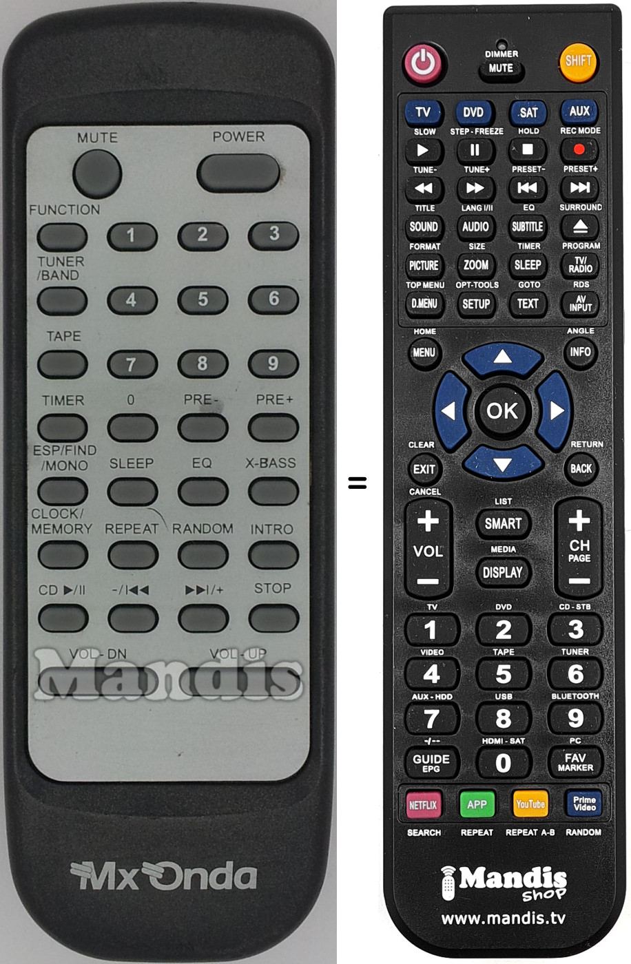 Replacement remote control MX006