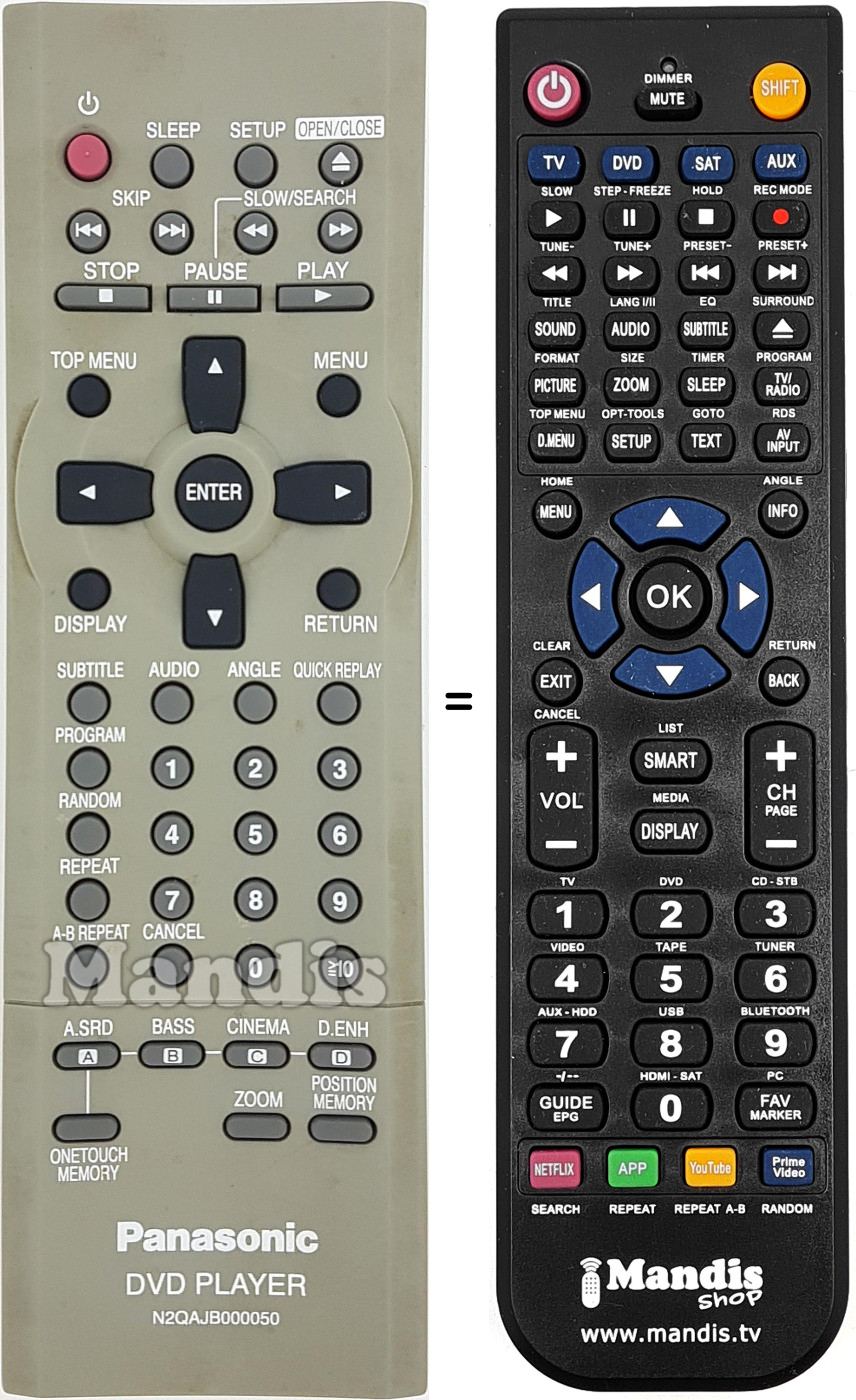 Replacement remote control Panasonic N2QAJB 000050