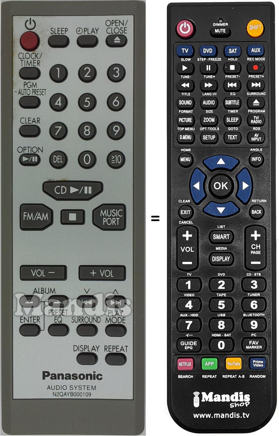 Replacement remote control N2QAYB000109