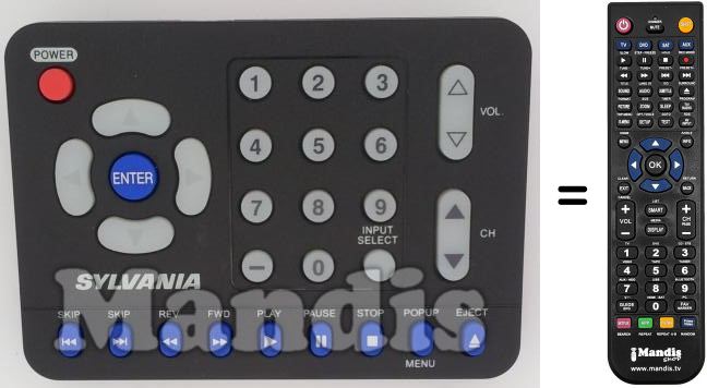 Replacement remote control SYLVANIA NH101UF
