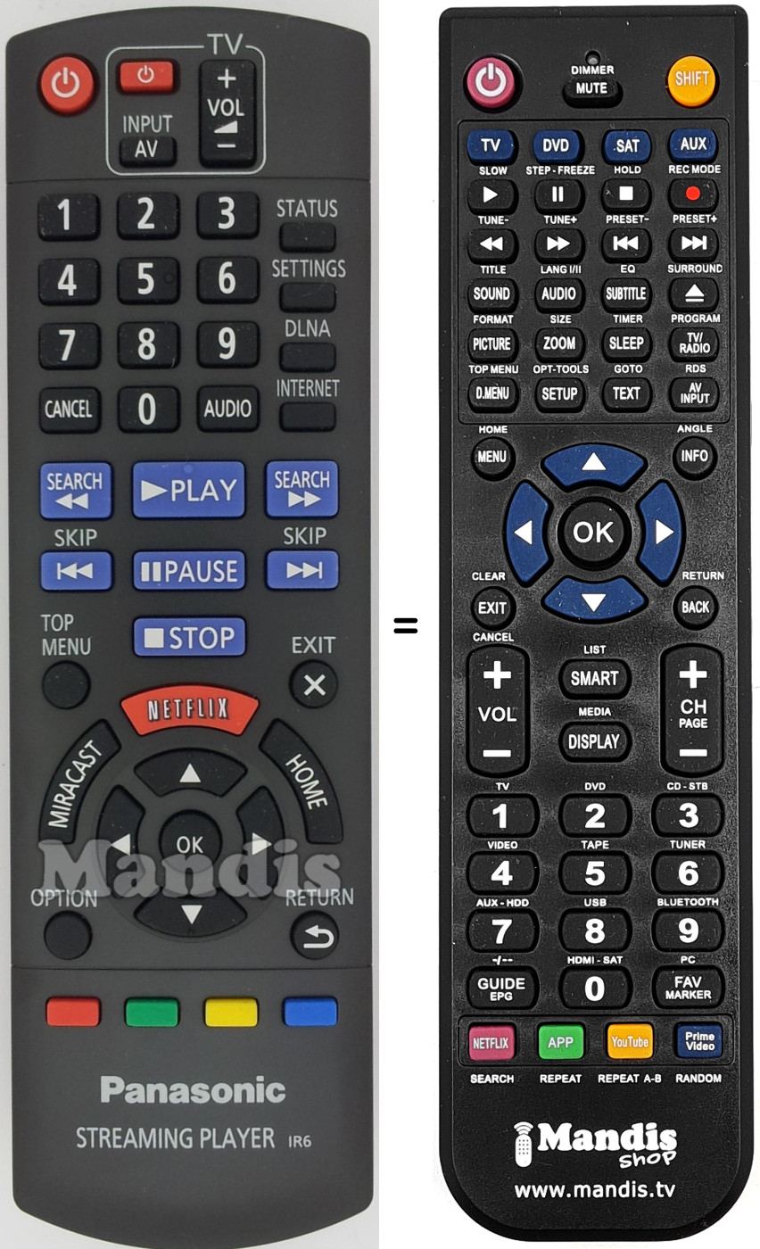 Replacement remote control Panasonic N2QAYB000886