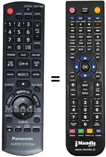 Replacement remote control Panasonic N2QAYB000387