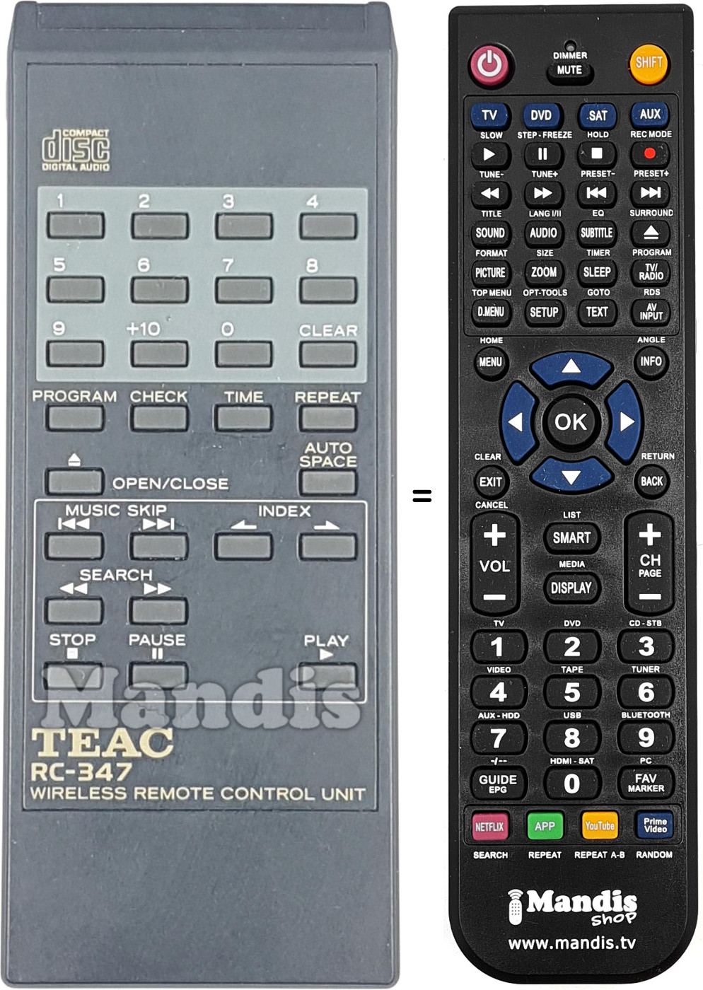 Replacement remote control RC-347