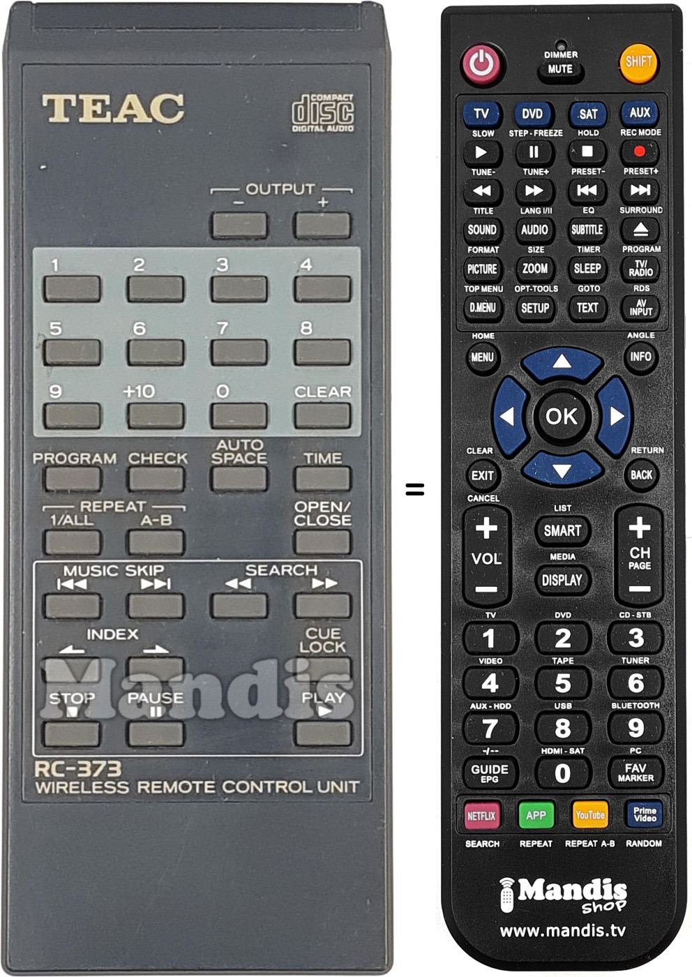 Replacement remote control RC-373