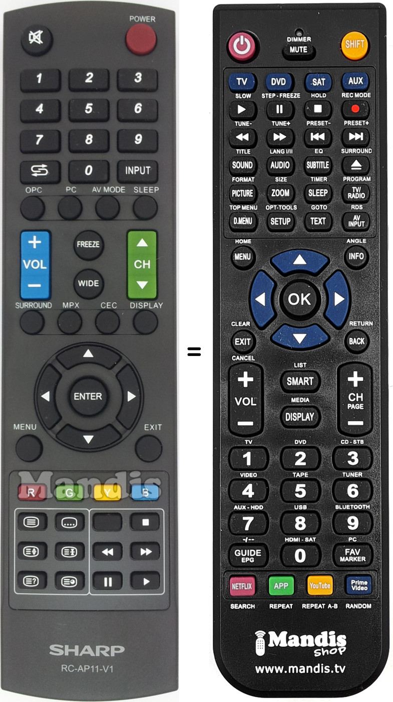 Replacement remote control RC-AP11-V1
