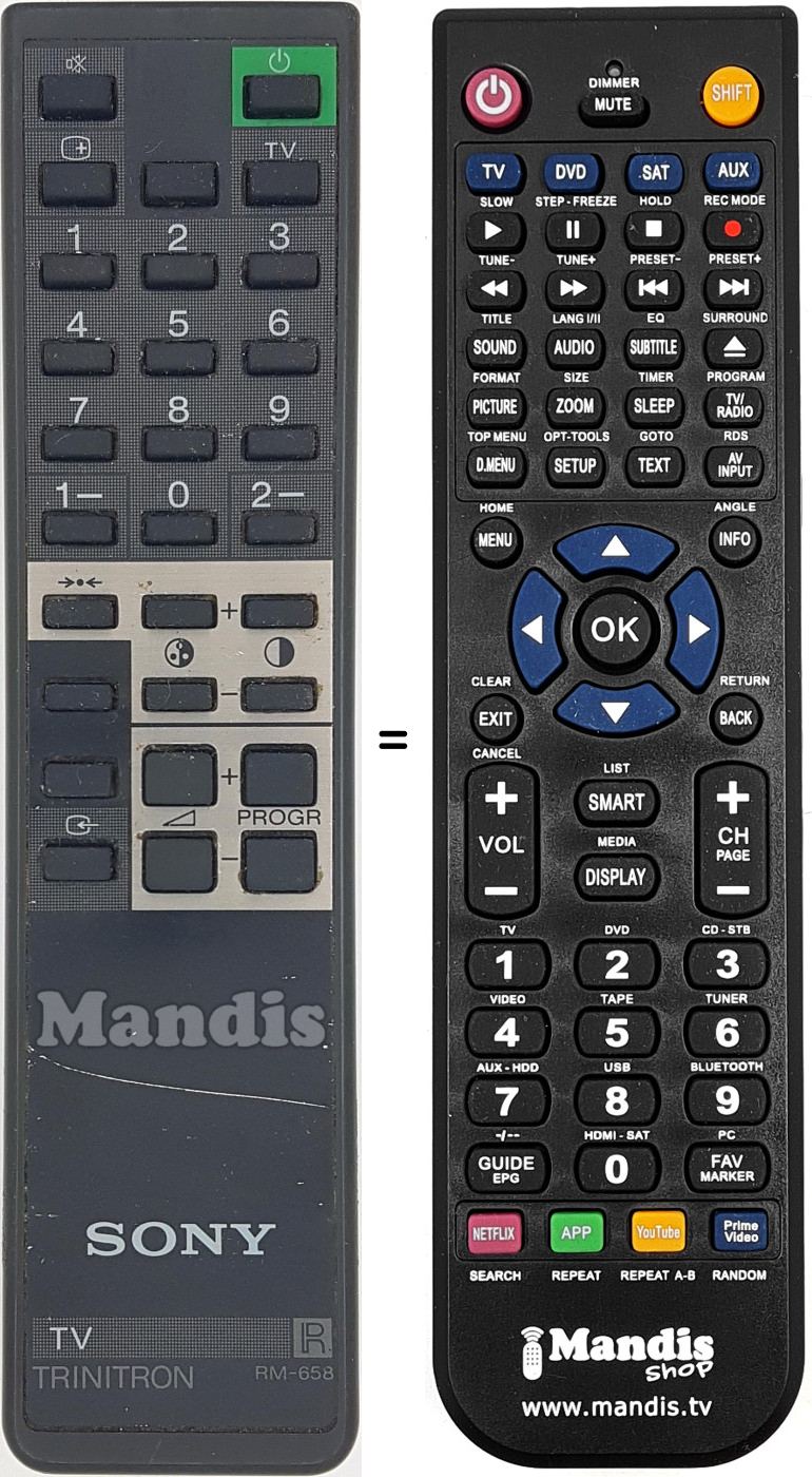 Replacement remote control Sony RM 658