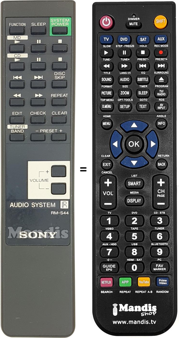 Replacement remote control RM-S44