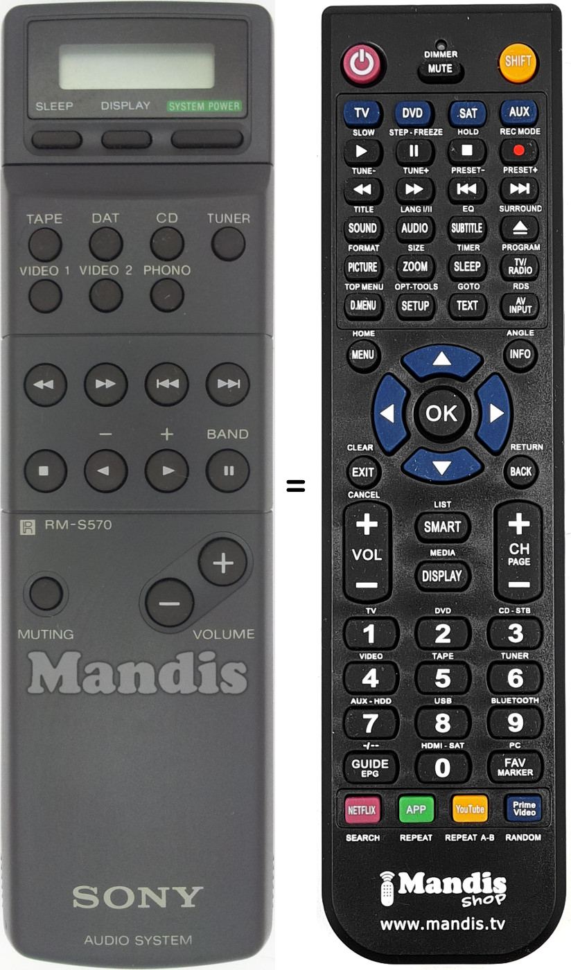 Replacement remote control Sony RM-S570