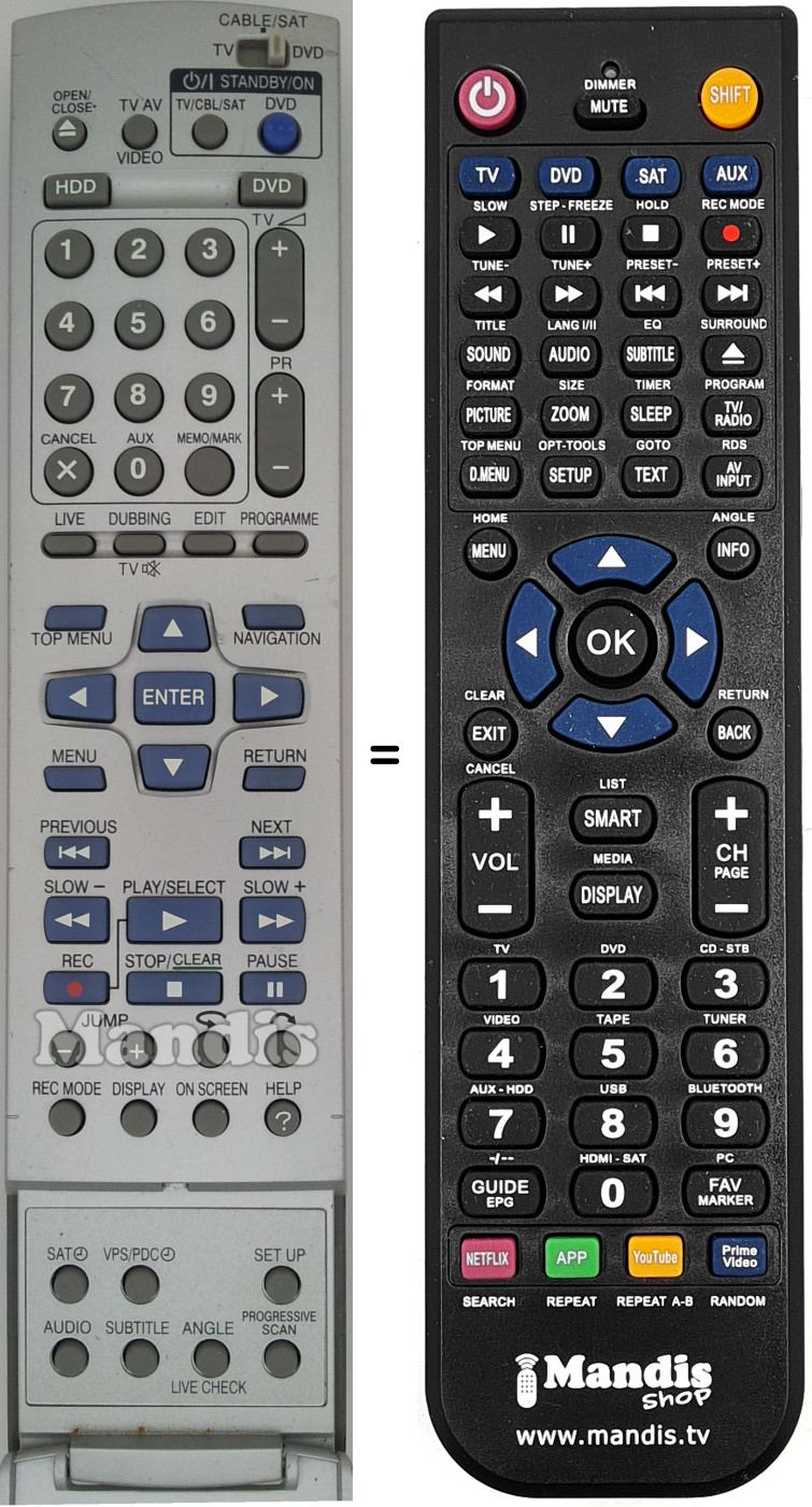 Replacement remote control JVC RM-SDR011E
