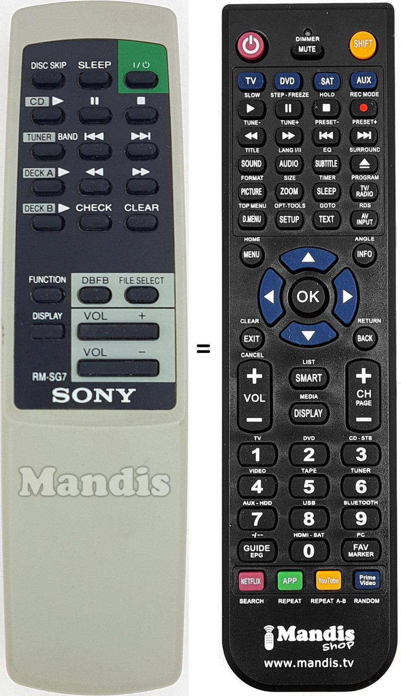 Replacement remote control RM-SG7