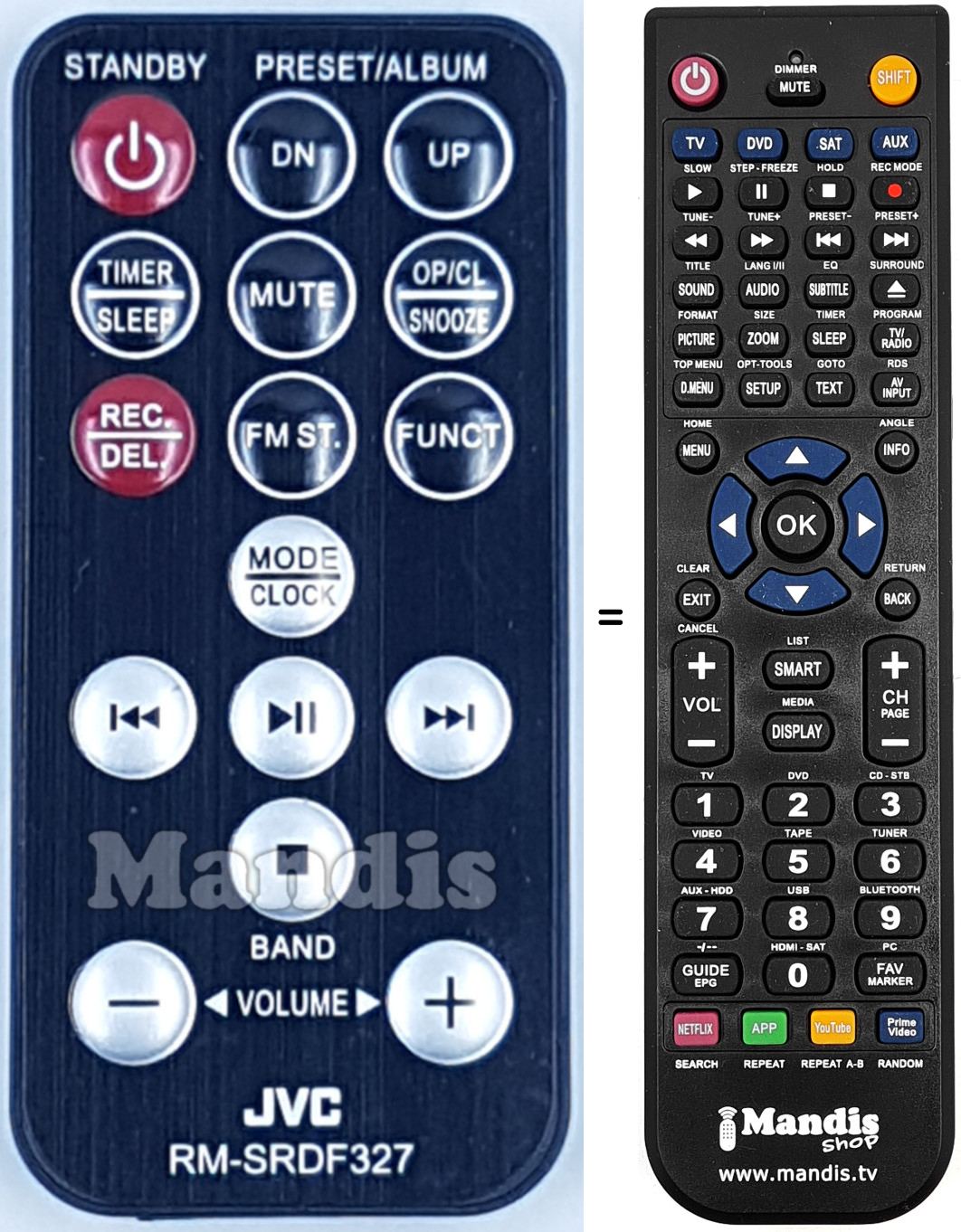 Replacement remote control JVC RM-SRDF327