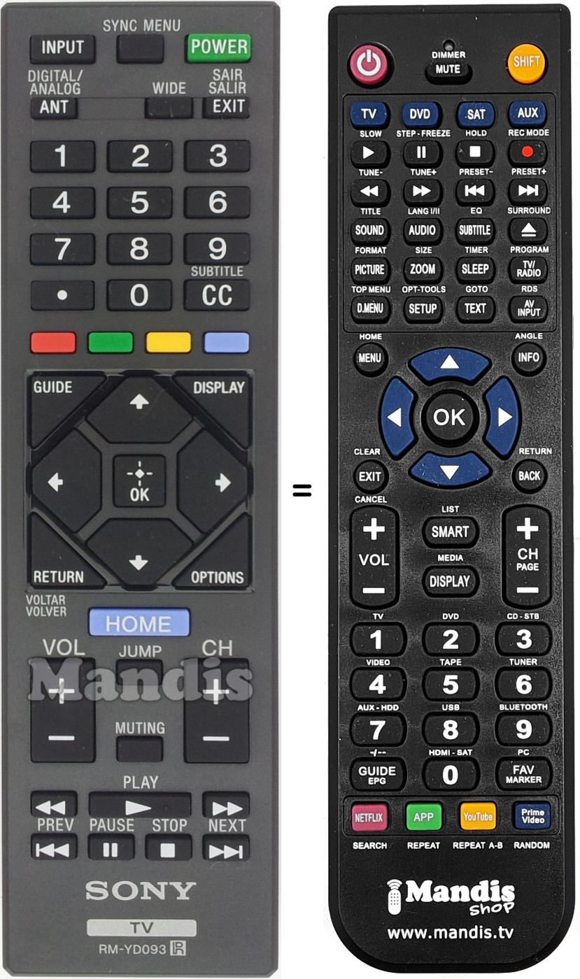 Replacement remote control RMYD093