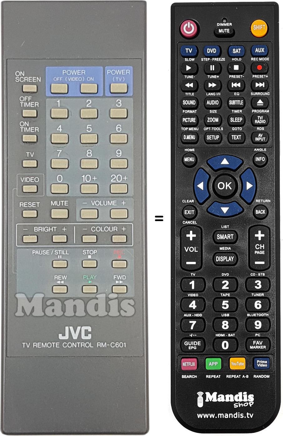 Replacement remote control JVC RM-C601