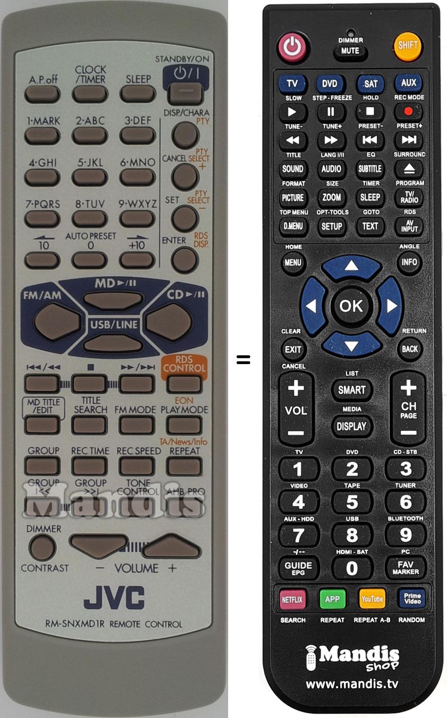 Replacement remote control JVC RM-SNXMD1R