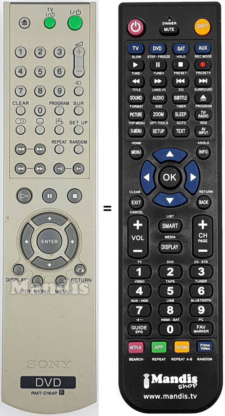 Replacement remote control RMT-D164P