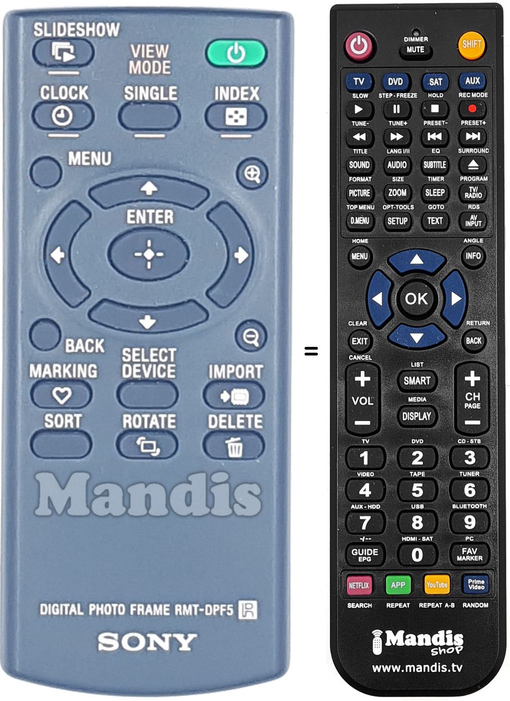 Replacement remote control RMT-DPF5