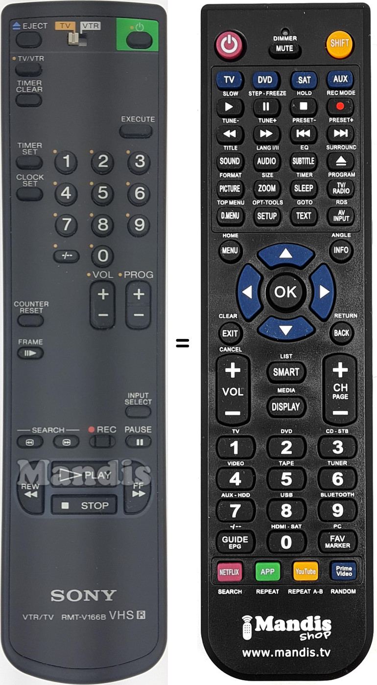 Replacement remote control RMT-V166B