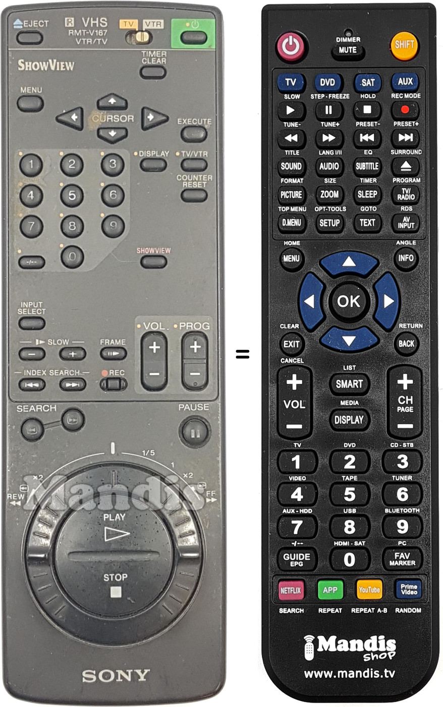 Replacement remote control Sony RMT-V167