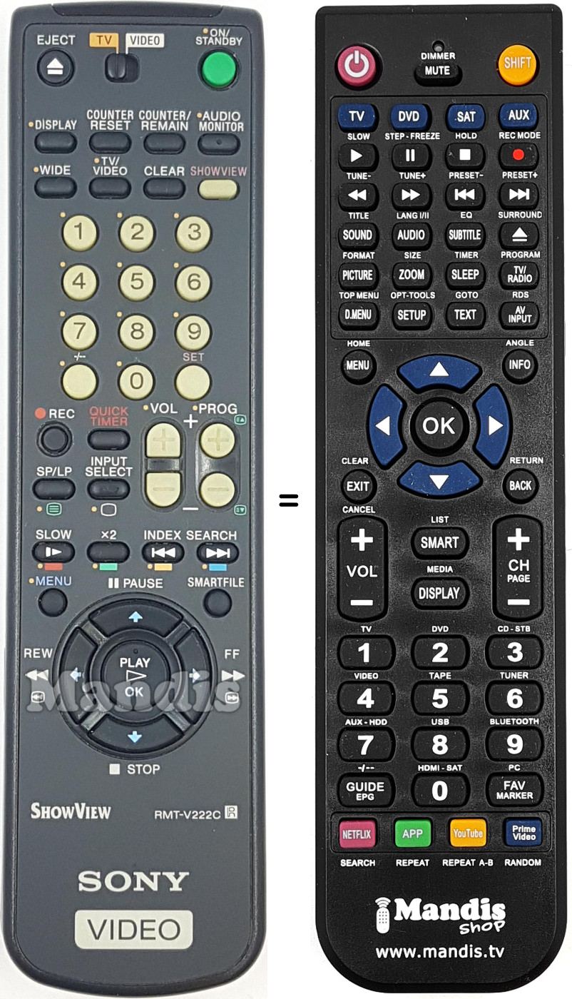 Replacement remote control RMT-V222C