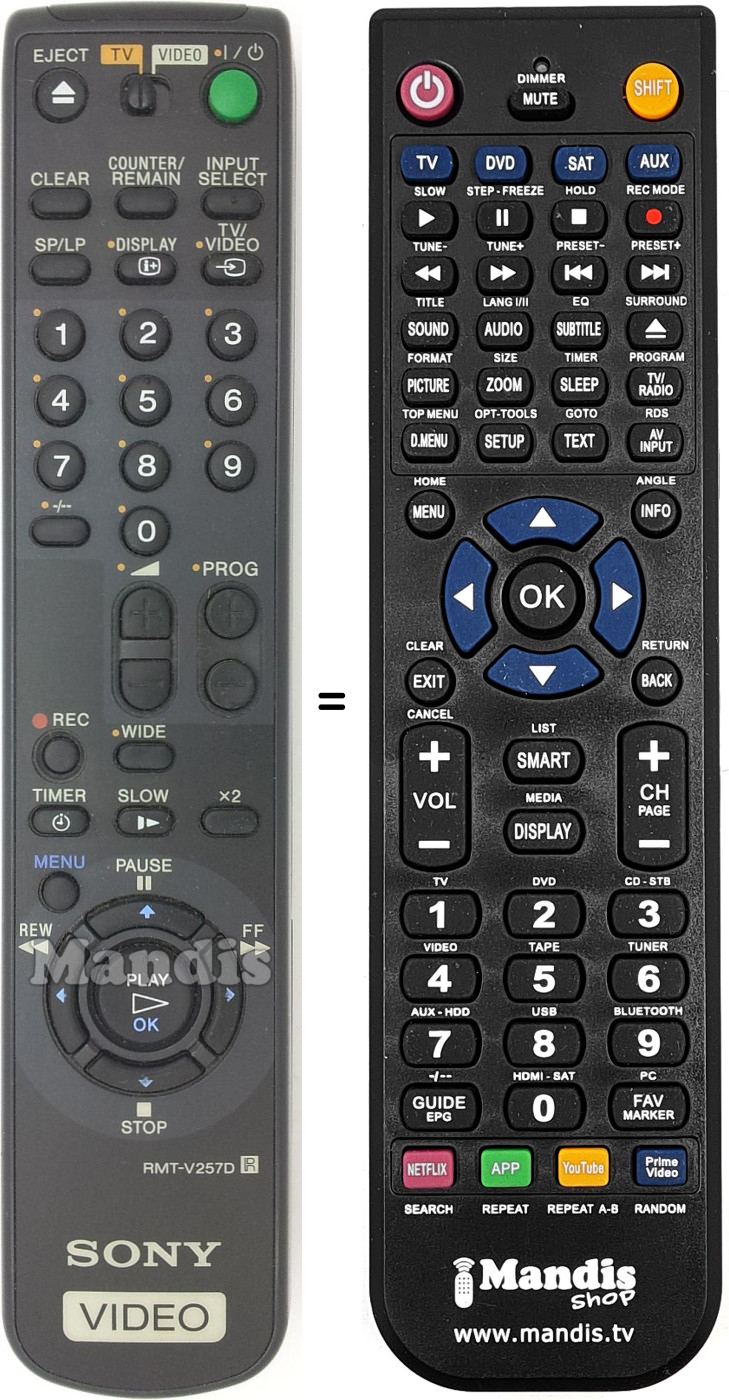 Replacement remote control RMT-V257D
