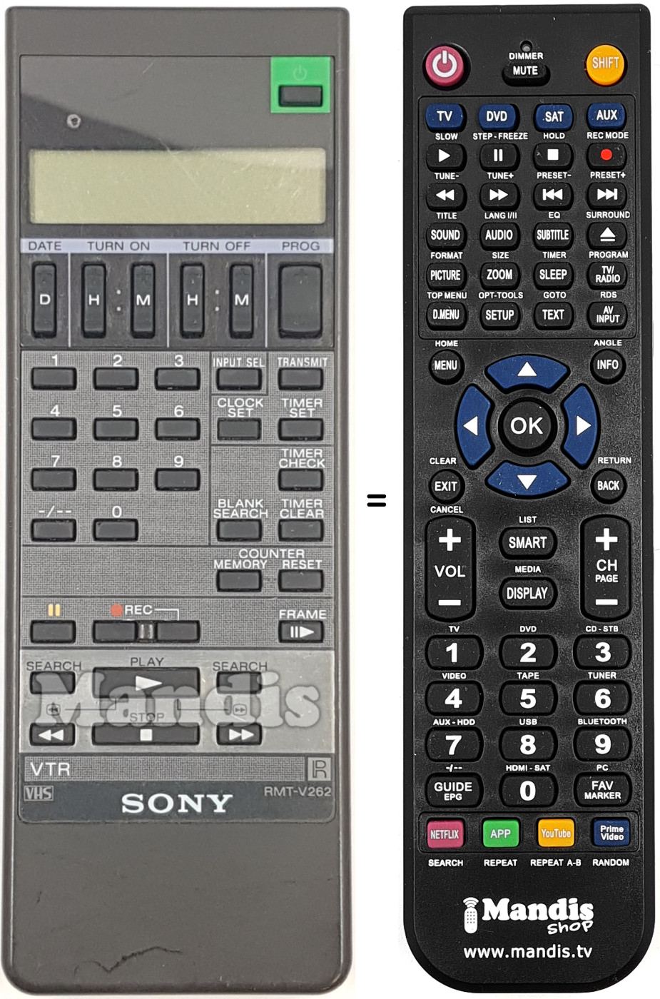 Replacement remote control RMT-V262