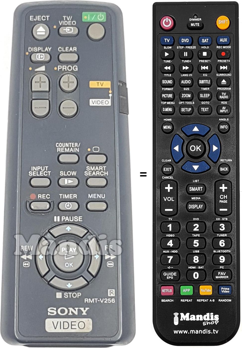 Replacement remote control RMT V256