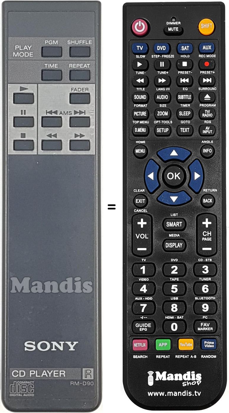 Replacement remote control RM D90