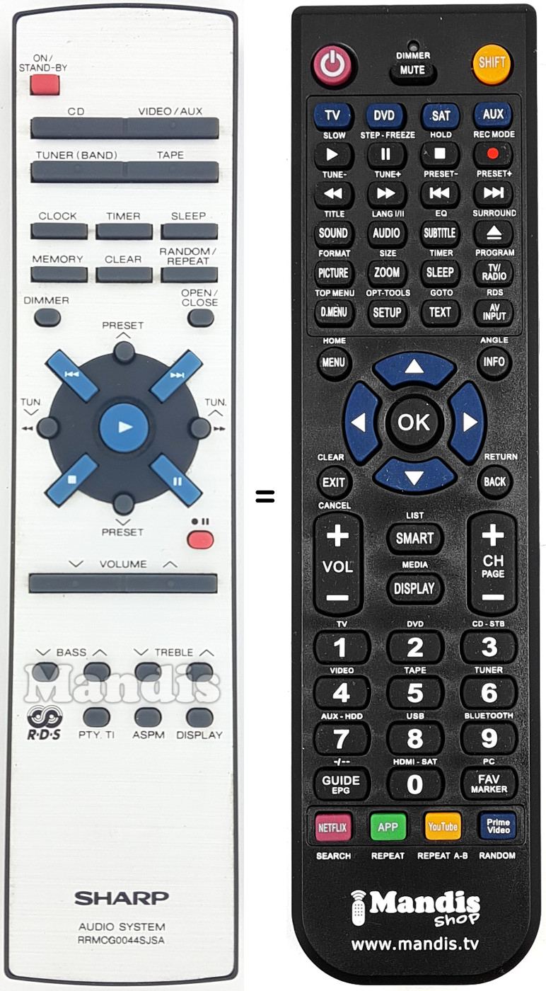 Replacement remote control RRMCG0044SJSA