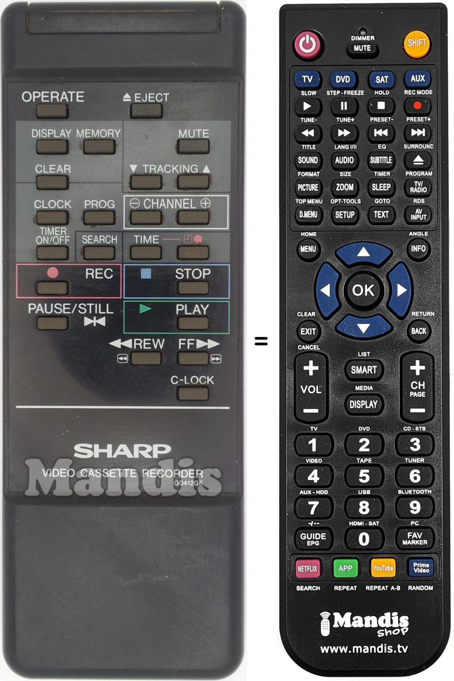 Replacement remote control Sharp G0412GE