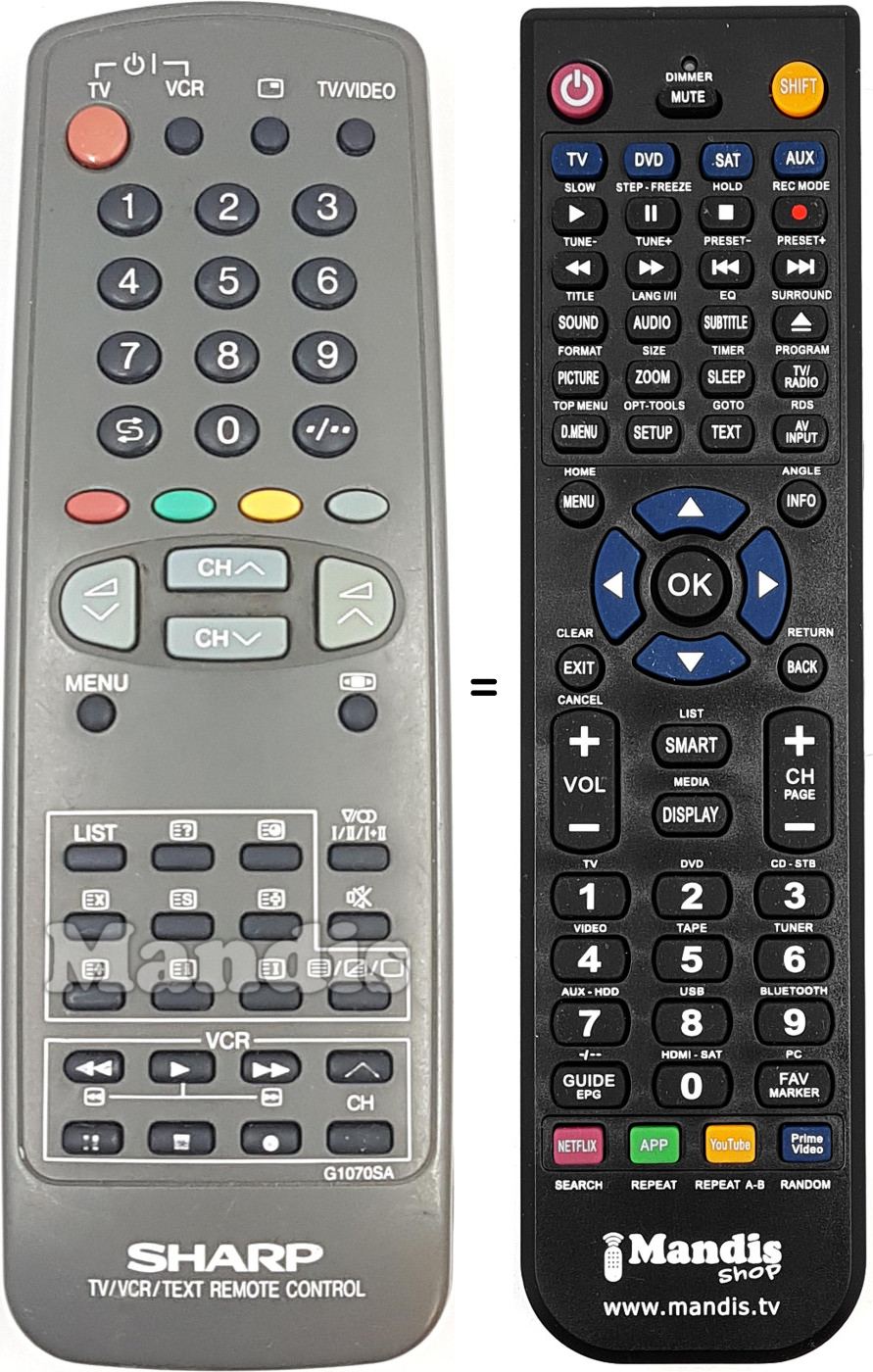 Replacement remote control RRMC-G1070BMSA