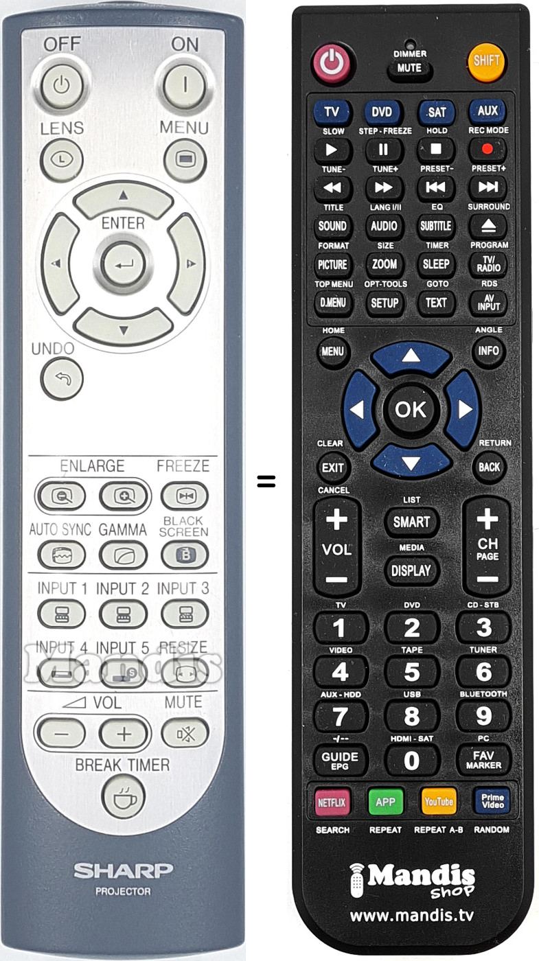 Replacement remote control Sharp RRMCGA048WJSA