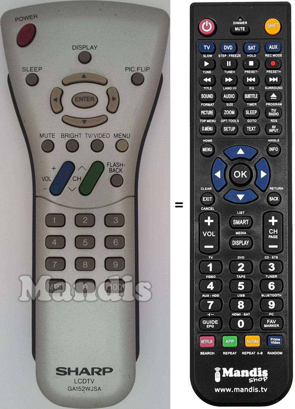 Replacement remote control Sharp GA152WJSA